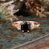 Nature-Inspired 4 - Prong Hexagon - Cut Black Onyx Ring